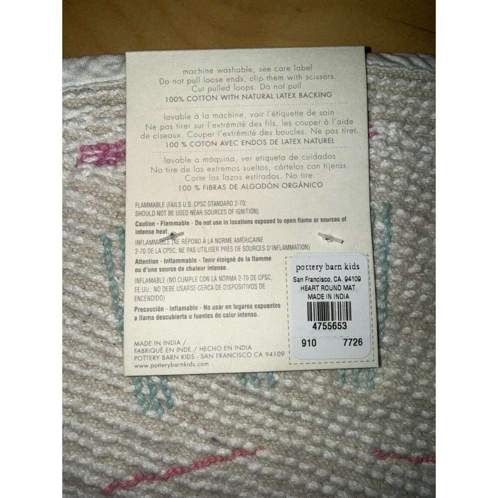 Pottery Barn Kids Heart Dot Round Bath Mat 28” Mini Rug Washable BRAND NEW